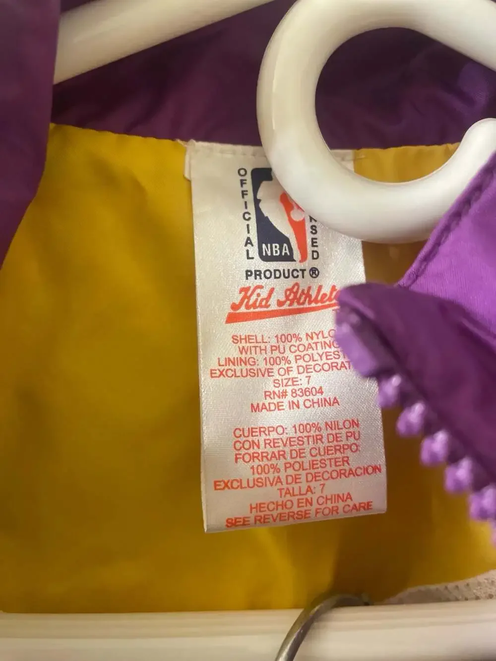 Vintage Kid Athlete NBA Los Angeles Lakers Kids Nylon Windbreaker Tracksuit Set